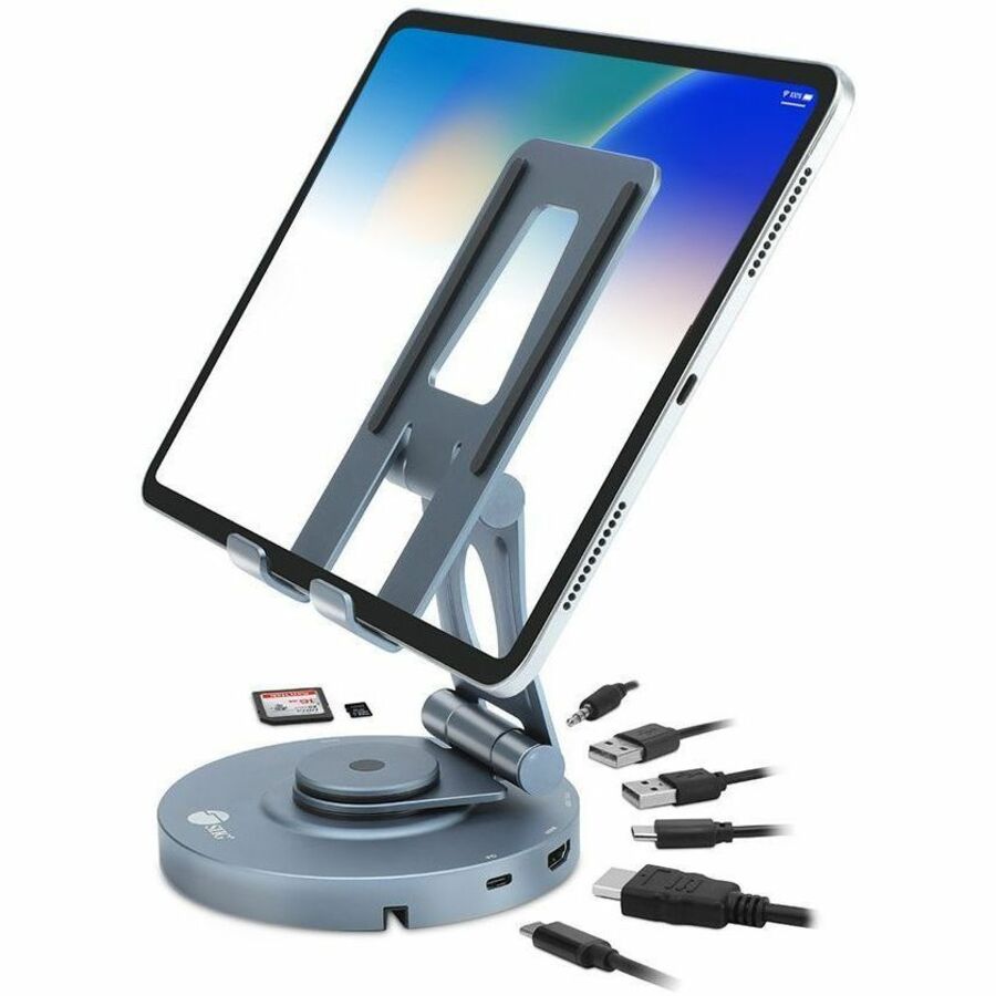 SIIG USB-C Multitask Hub Stand Holder - Tablets/Phones Stand - HDMI 4K60Hz - PD 100W - 2xUSB-A/USB-C 5Gbps - SD/Micro SD- 3.5mm Headset CE-MTDK31-S1
