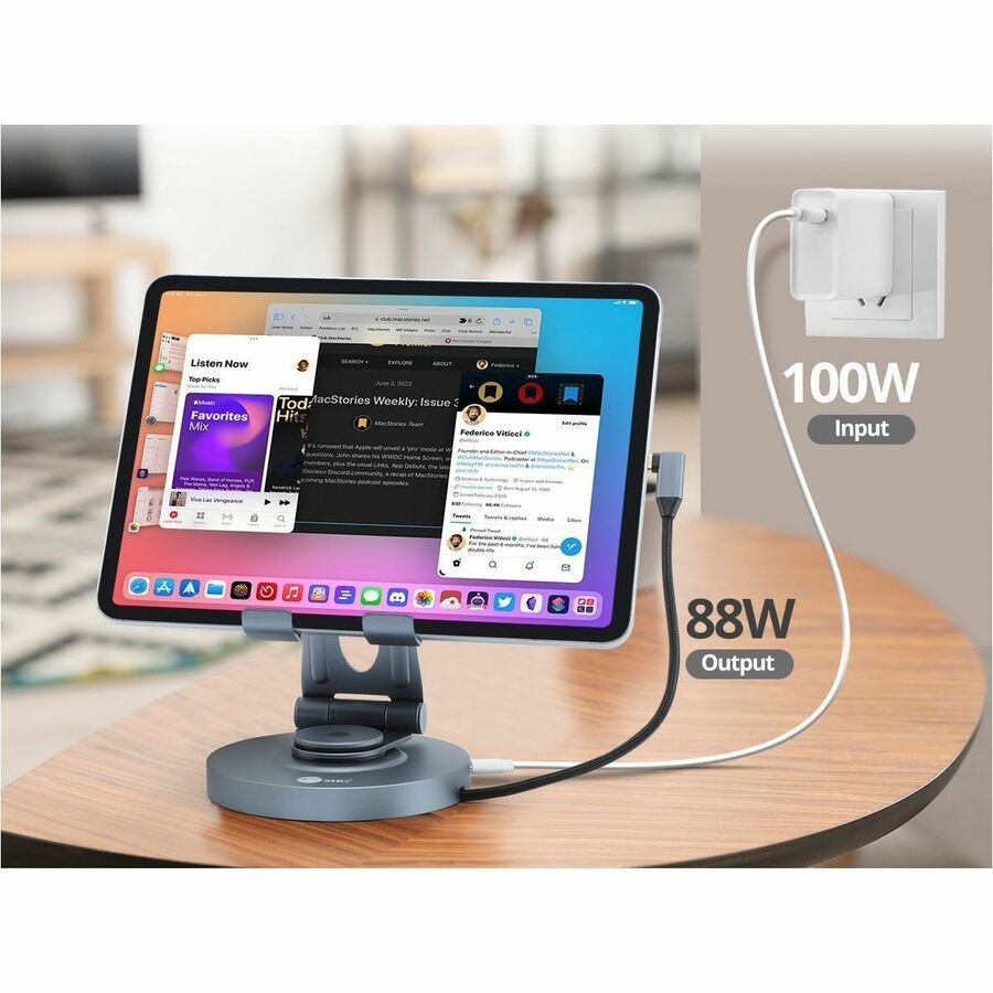 SIIG USB-C Multitask Hub Stand Holder - Tablets/Phones Stand - HDMI 4K60Hz - PD 100W - 2xUSB-A/USB-C 5Gbps - SD/Micro SD- 3.5mm Headset CE-MTDK31-S1