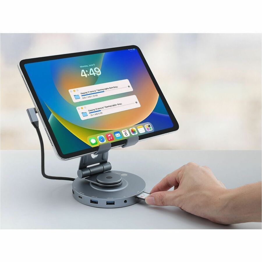 SIIG USB-C Multitask Hub Stand Holder - Tablets/Phones Stand - HDMI 4K60Hz - PD 100W - 2xUSB-A/USB-C 5Gbps - SD/Micro SD- 3.5mm Headset CE-MTDK31-S1