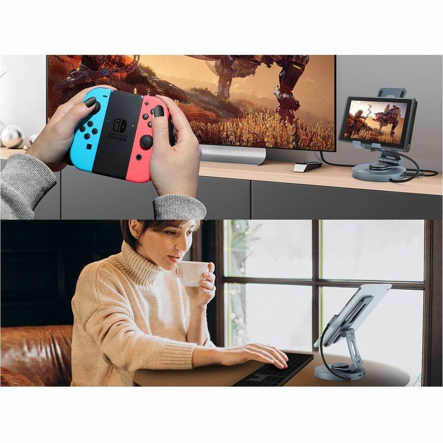 SIIG USB-C Multitask Hub Stand Holder - Tablets/Phones Stand - HDMI 4K60Hz - PD 100W - 2xUSB-A/USB-C 5Gbps - SD/Micro SD- 3.5mm Headset CE-MTDK31-S1