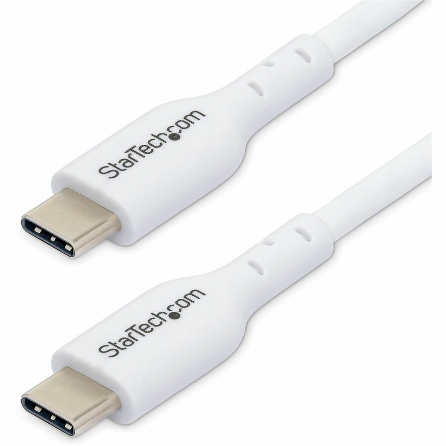 StarTech.com 3m (9.8ft) White USB-C Charging Cable, USB 2.0 Type-C Laptop Charger Cord, 60W Power Delivery, TPE Jacket, Data Transfer Cable USB2CC3MWHE