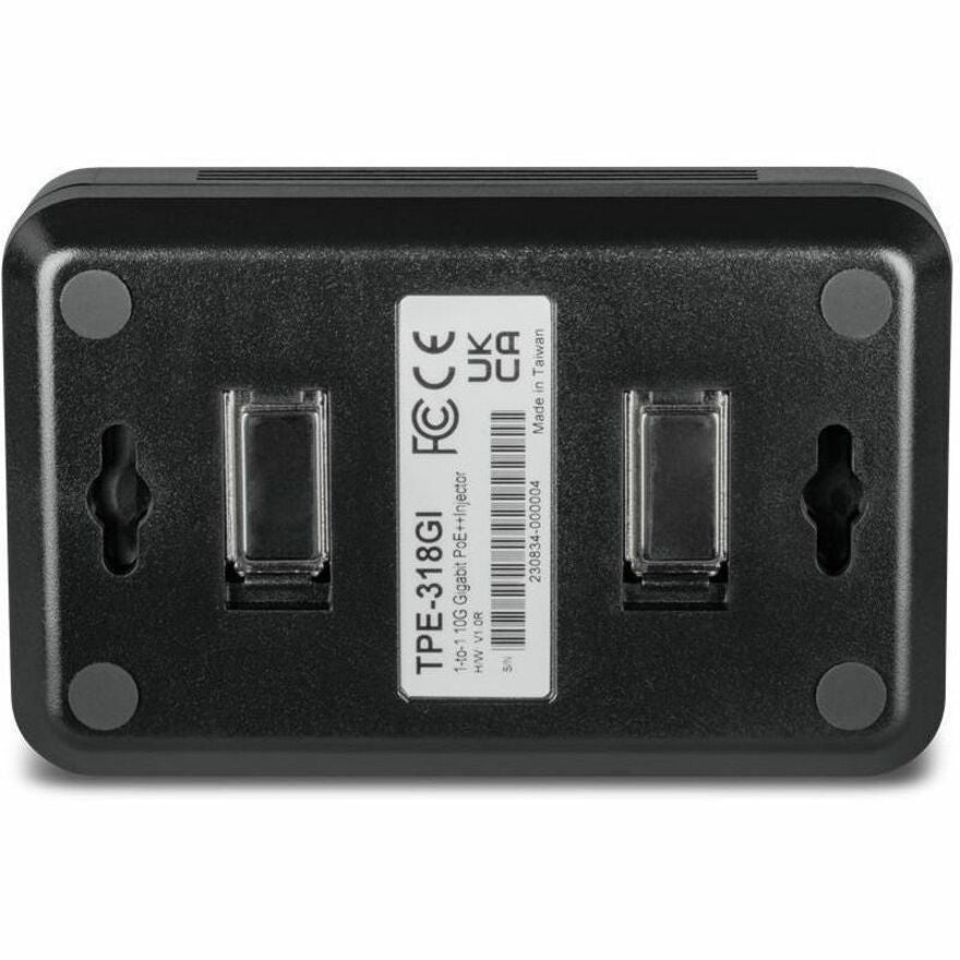 TRENDnet 10G PoE++ Injector, TPE-318GI, Converts a NonPoE Port to A PoE++ 10G Port, Supplies PoE (15.4W), PoE+ (30W), or PoE++ (90W) TPE-318GI