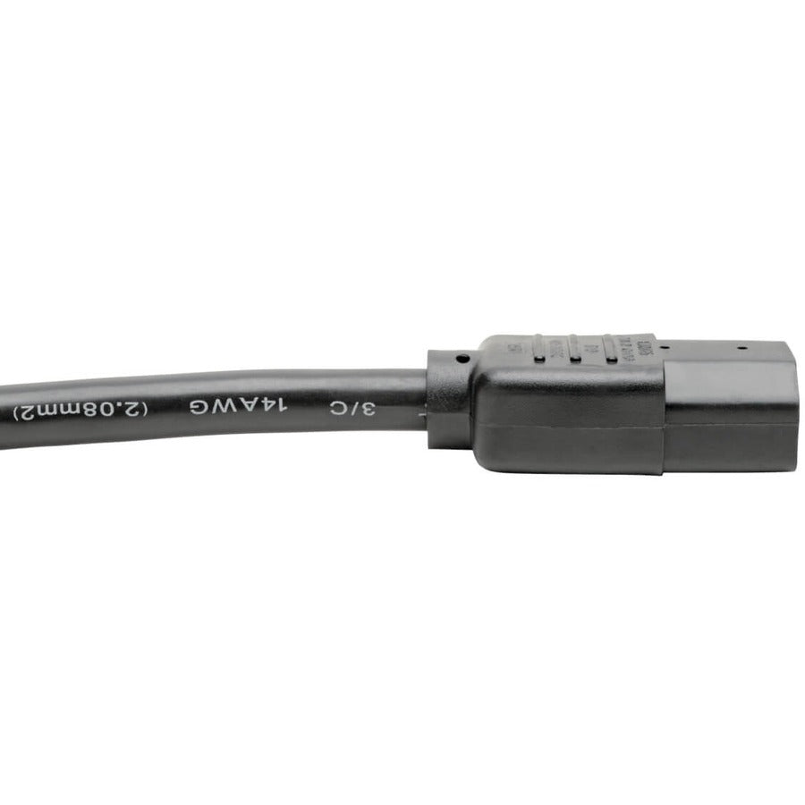 Eaton Tripp Lite Series Heavy-Duty PDU Power Cord, C13 to C14 - 15A, 250V, 14 AWG, 10 ft. (3.05 m), Black P005-010