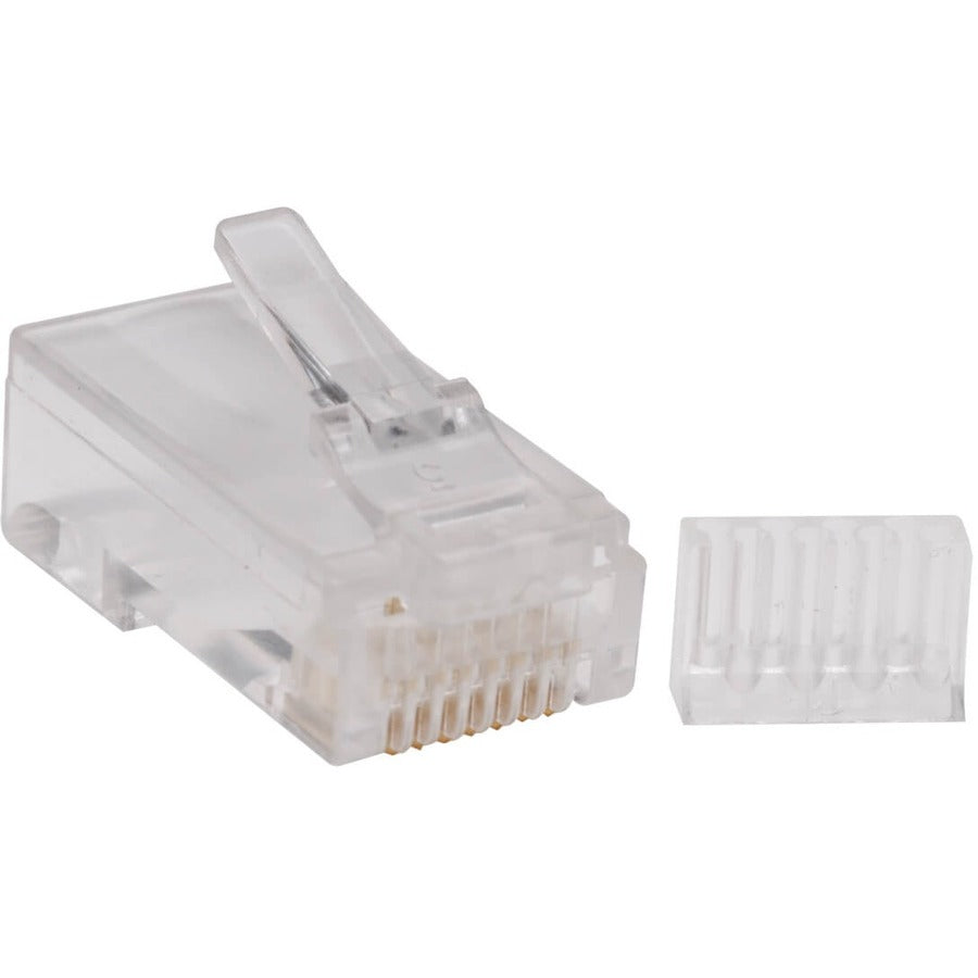 Eaton Tripp Lite Series Cat6 RJ45 Modular Connector Plug with Load Bar, Solid/Stranded Conductor Round Cat6 Wire, 100-pack, TAA N230-100