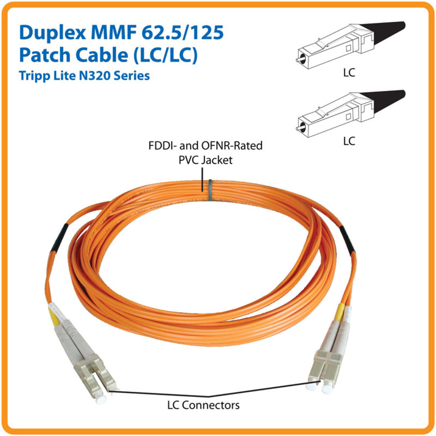 Eaton Tripp Lite Series Duplex Multimode 62.5/125 Fiber Patch Cable (LC/LC), 61M (200 ft.) N320-61M