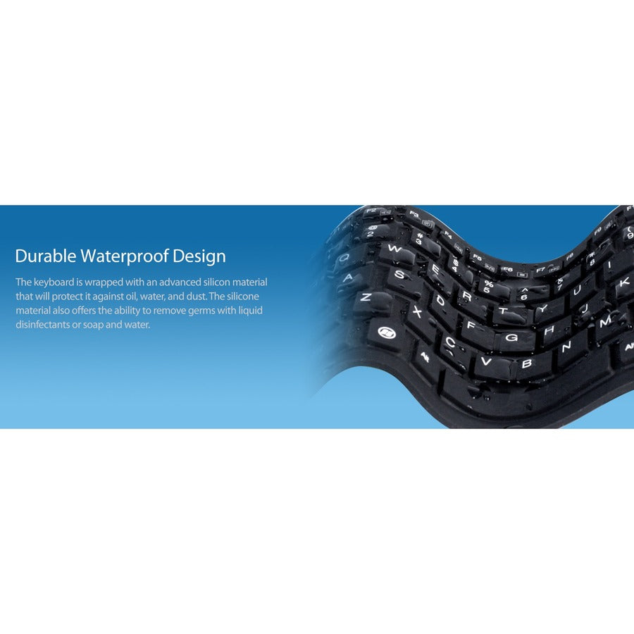 Adesso Antimicrobial Waterproof Flex Keyboard (Mini Size) AKB-212UB