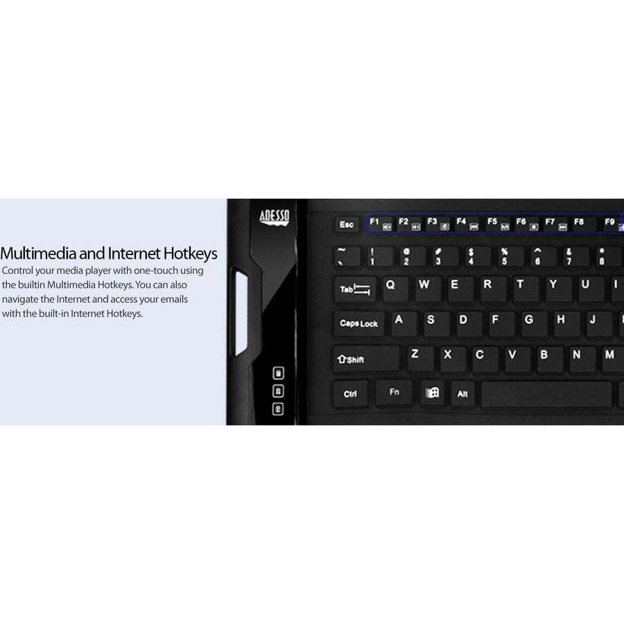 Adesso Antimicrobial Waterproof Flex Keyboard (Mini Size) AKB-212UB