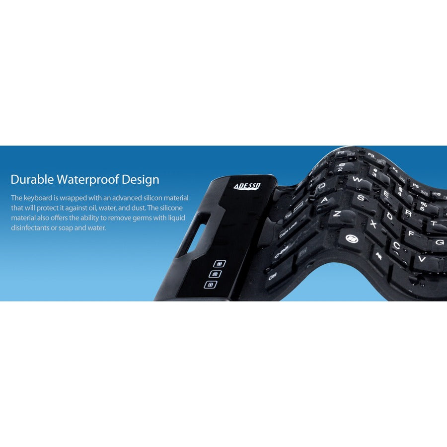 Adesso Antimicrobial Waterproof Flex Keyboard (Mini Size) AKB-212UB