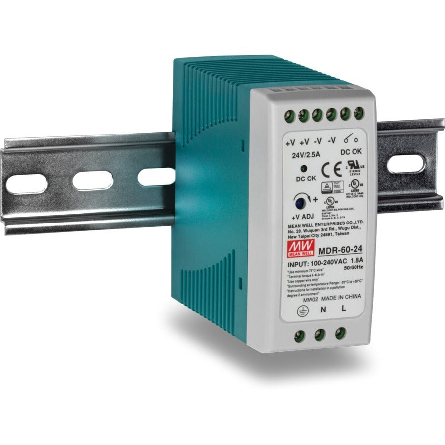 TRENDnet 60 W Single Output Industrial DIN-Rail Power Supply, Universal AC Input, Extreme -20 to 70 °C (-4 to 158 °F) Operating Temp, TI-M6024 TI-M6024