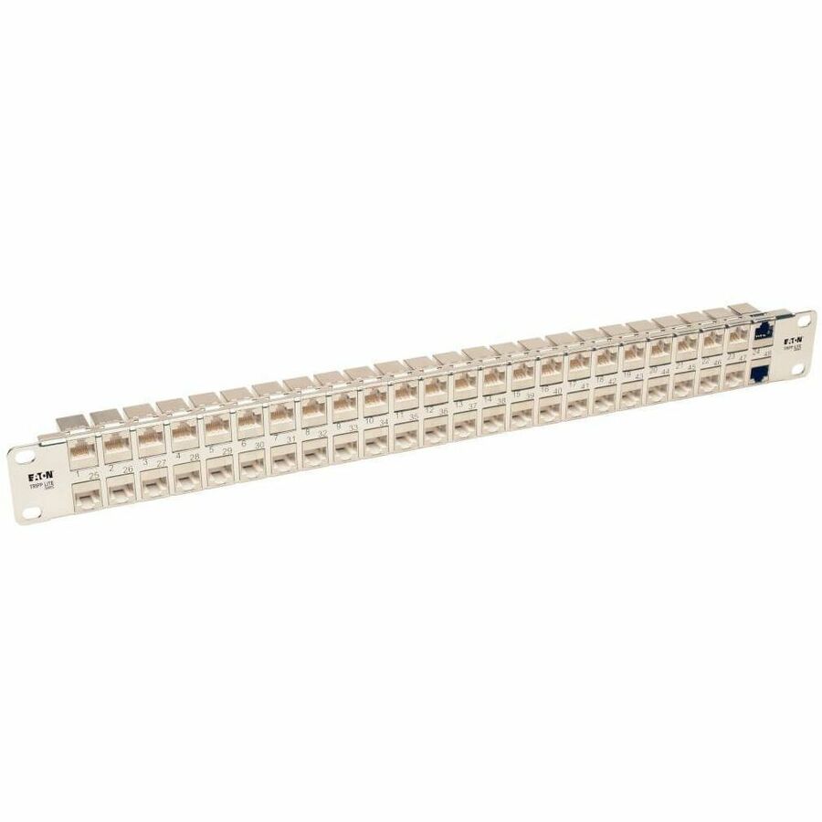 Eaton Tripp Lite Series 48-Port 1U Rack-Mount STP Shielded Cat6a Feedthrough Patch Panel, RJ45 Ethernet, TAA N254-048-SH-6A