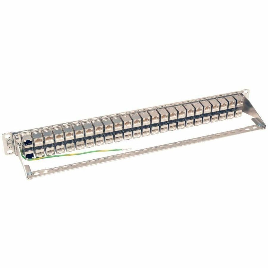 Eaton Tripp Lite Series 48-Port 1U Rack-Mount STP Shielded Cat6a Feedthrough Patch Panel, RJ45 Ethernet, TAA N254-048-SH-6A
