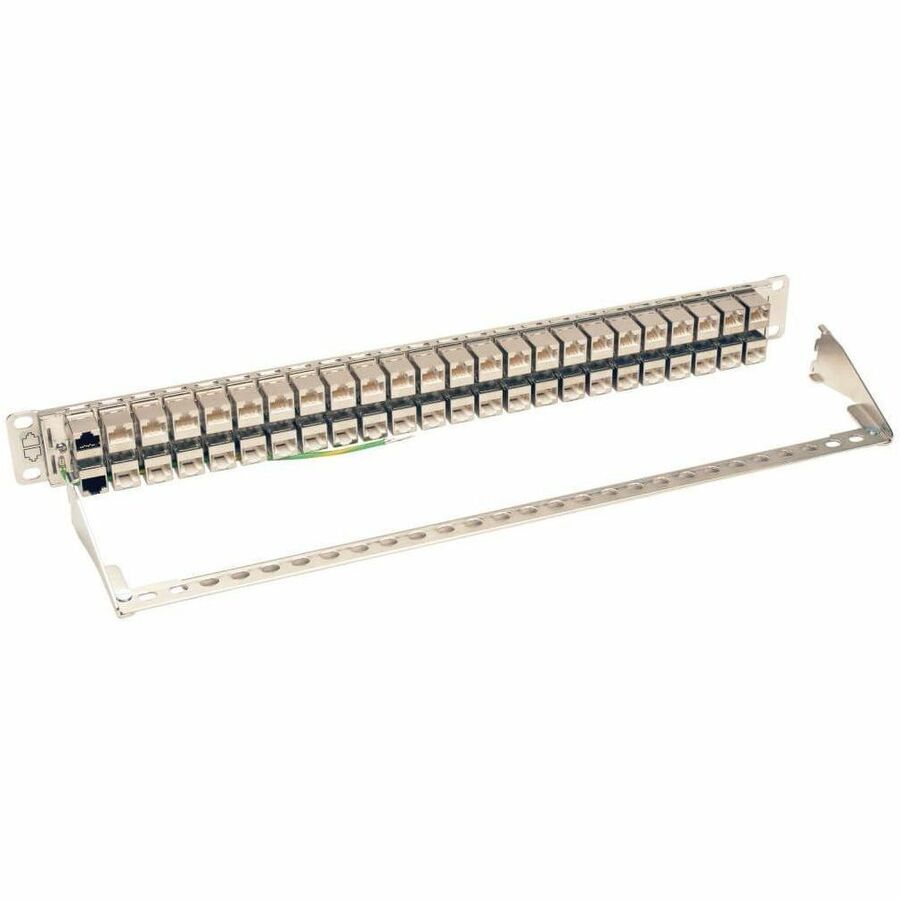 Eaton Tripp Lite Series 48-Port 1U Rack-Mount STP Shielded Cat6a Feedthrough Patch Panel, RJ45 Ethernet, TAA N254-048-SH-6A
