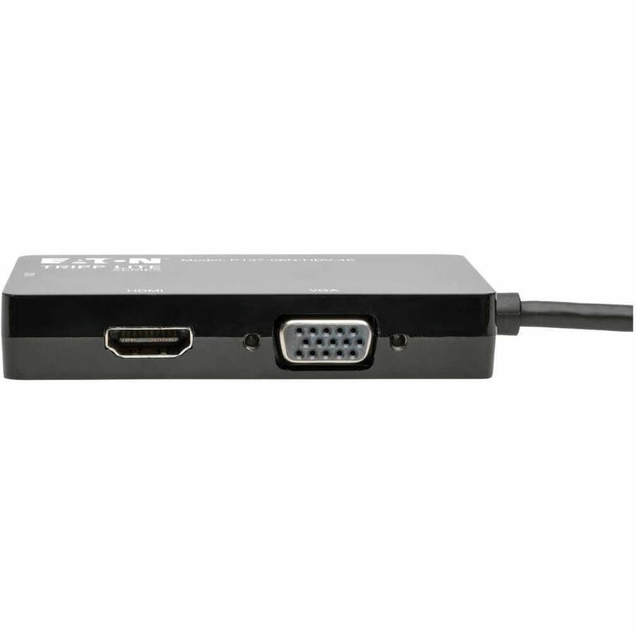 Eaton Tripp Lite Series Keyspan Mini DisplayPort to VGA/DVI/HDMI All-in-One Video Converter Adapter, 4K 30Hz HDMI, DP1.2, Black, 6-in. (15.24 cm) P137-06N-HDV-4K