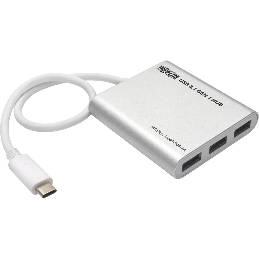 Tripp Lite by Eaton 4-Port USB-C Hub, USB 3.x (5Gbps), 4x USB-A Ports, USB Micro-B Power Input, Silver U460-004-4A
