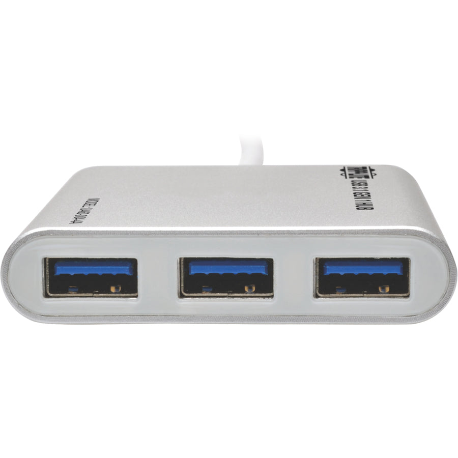 Tripp Lite by Eaton 4-Port USB-C Hub, USB 3.x (5Gbps), 4x USB-A Ports, USB Micro-B Power Input, Silver U460-004-4A