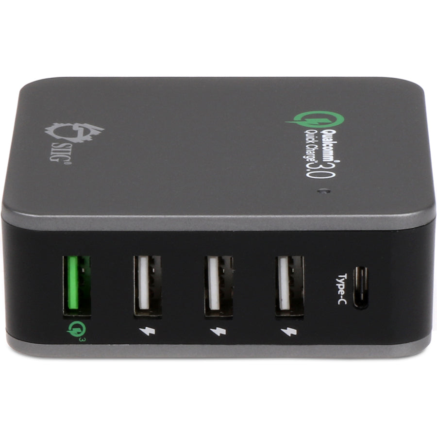 SIIG 5-Port Smart USB Charger plus Organizer Bundle with QC3.0 & USB-C - Black AC-PW1714-S1