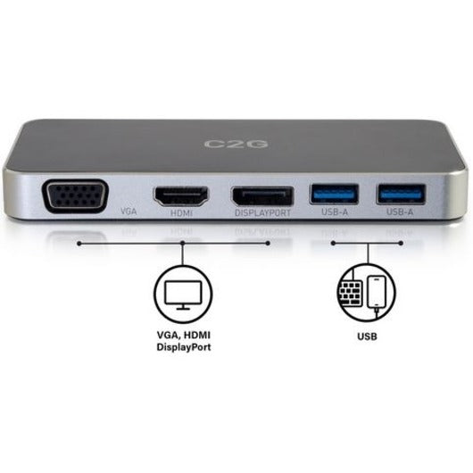 C2G Dual Monitor Docking Station - USB C to 4K HDMI, DIsplayPort & VGA 54439