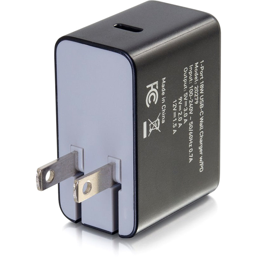 C2G USB C Wall Charger with Power Delivery - 1 Port - 18W Power 20279