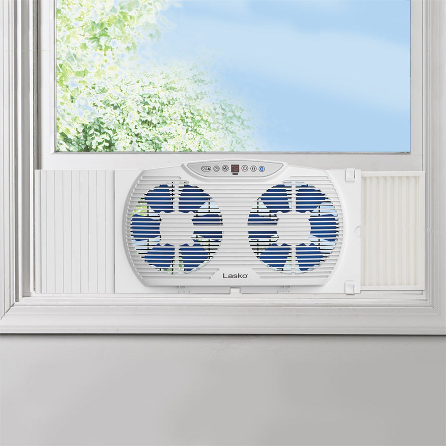 Lasko Electrically Reversible Twin Window Fan with Bluetooth W09560