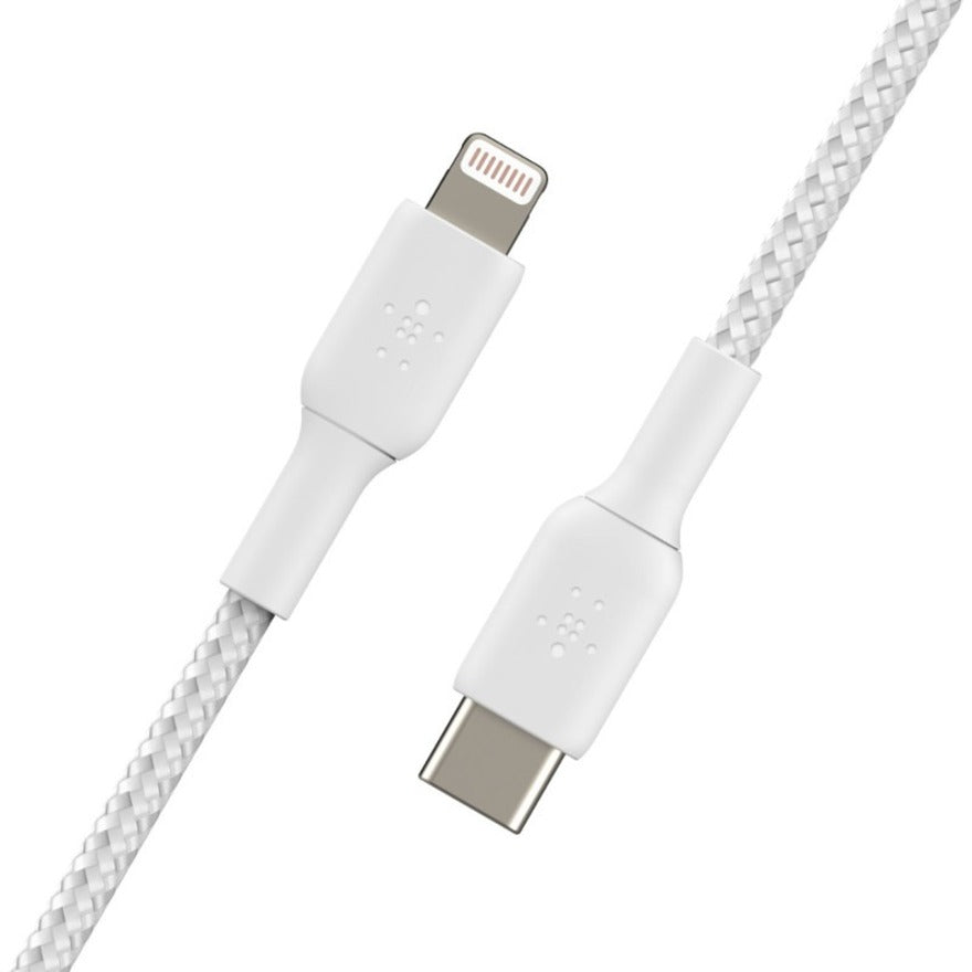 Belkin Braided USB-C to Lightning Cable (2m / 6.6ft, White) CAA004BT2MWH