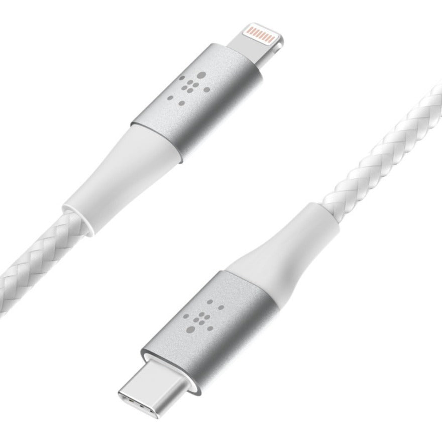 Belkin Braided USB-C to Lightning Cable (2m / 6.6ft, White) CAA004BT2MWH