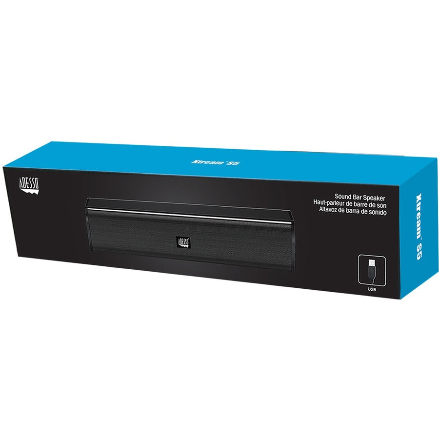 Adesso Xtream S5 USB-Powered Desktop Computer Sound Bar Speaker with Dynamic Sound- 5W x 2 - Portable XTREAM S5