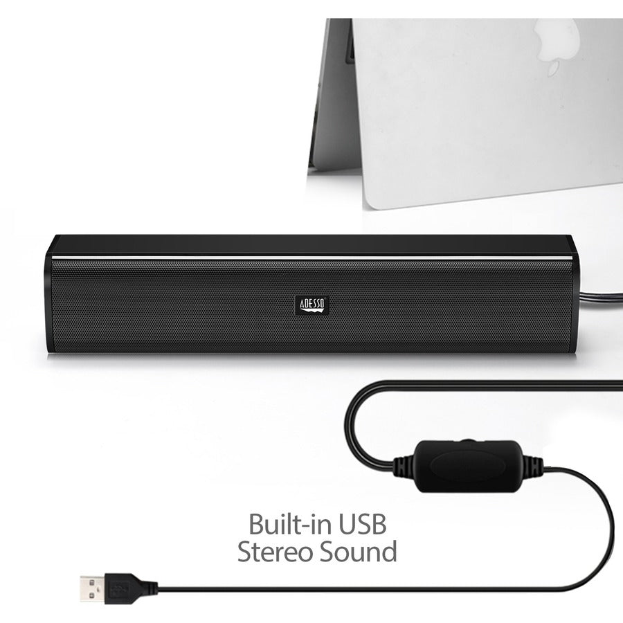 Adesso Xtream S5 USB-Powered Desktop Computer Sound Bar Speaker with Dynamic Sound- 5W x 2 - Portable XTREAM S5