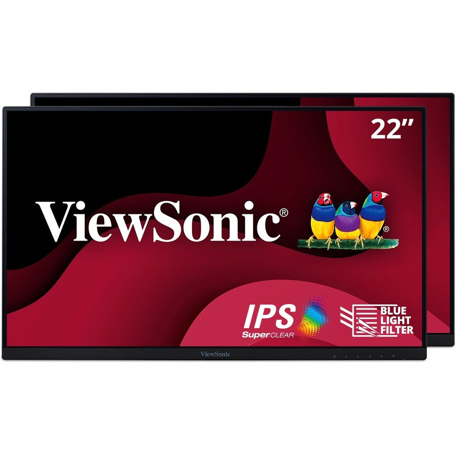 ViewSonic VA2256-MHD_H2 Dual Pack Head-Only 1080p IPS Monitors with FreeSync, HDMI, DisplayPort and VGA for Home and Office VA2256-MHD_H2