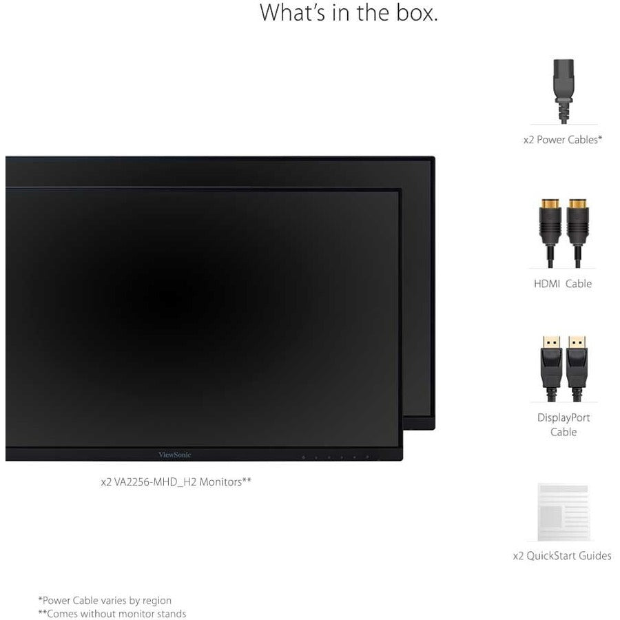 ViewSonic VA2256-MHD_H2 Dual Pack Head-Only 1080p IPS Monitors with FreeSync, HDMI, DisplayPort and VGA for Home and Office VA2256-MHD_H2