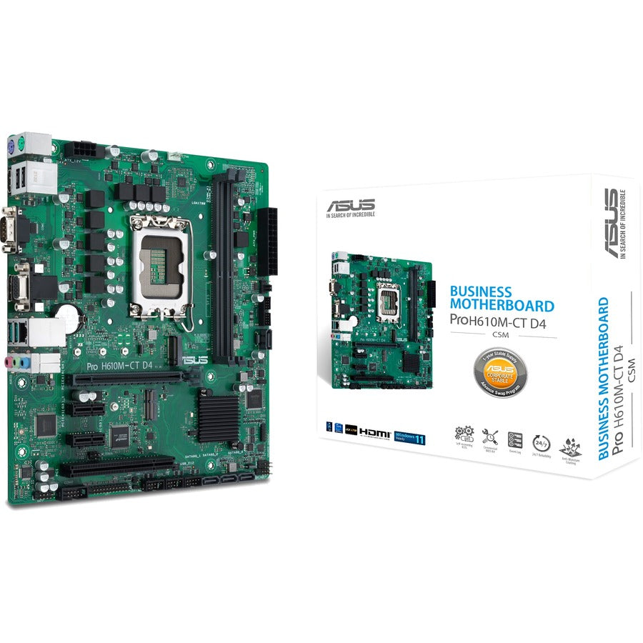 Asus H610M-CT D4-CSM Desktop Motherboard - Intel H610 Chipset - Socket LGA-1700 - Micro ATX PRO H610M-CT D4-CSM