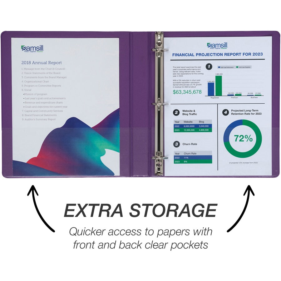 Samsill Durable 1 Inch Binder, Made in the USA, D Ring Customizable Clear View Cover, Fashion Assortment, 4 Pack, Each holds 225 Pages (MP46439) MP46439