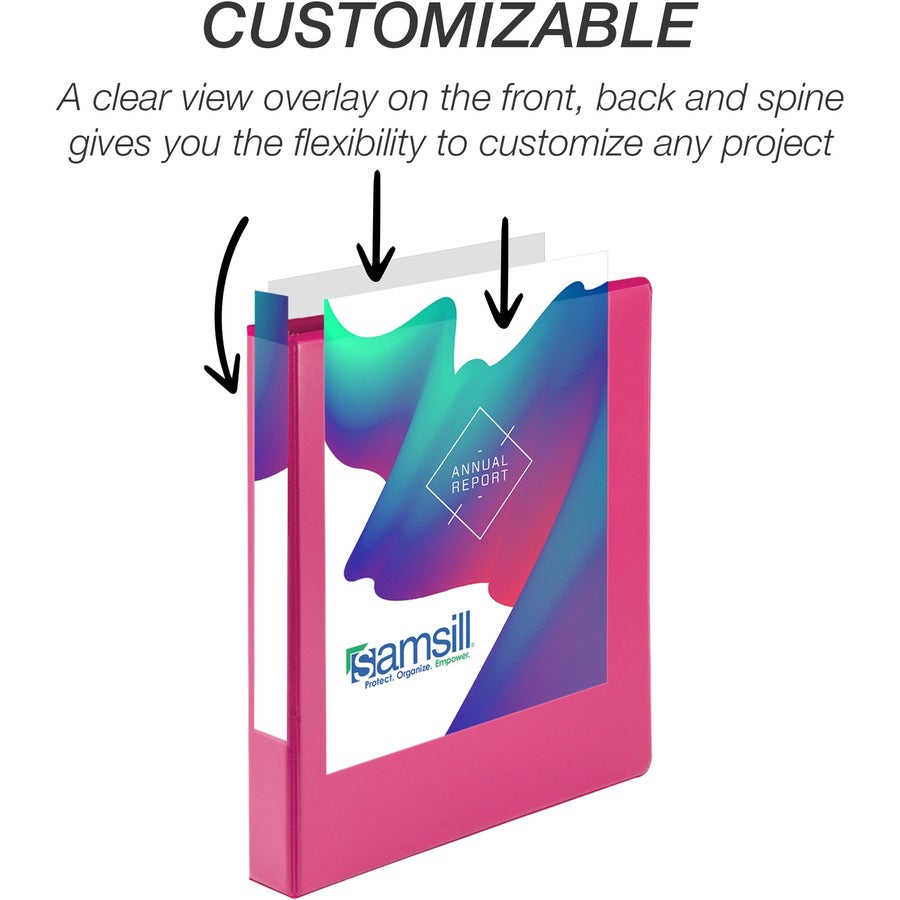 Samsill Durable 1 Inch Binder, Made in the USA, D Ring Customizable Clear View Cover, Fashion Assortment, 4 Pack, Each holds 225 Pages (MP46439) MP46439