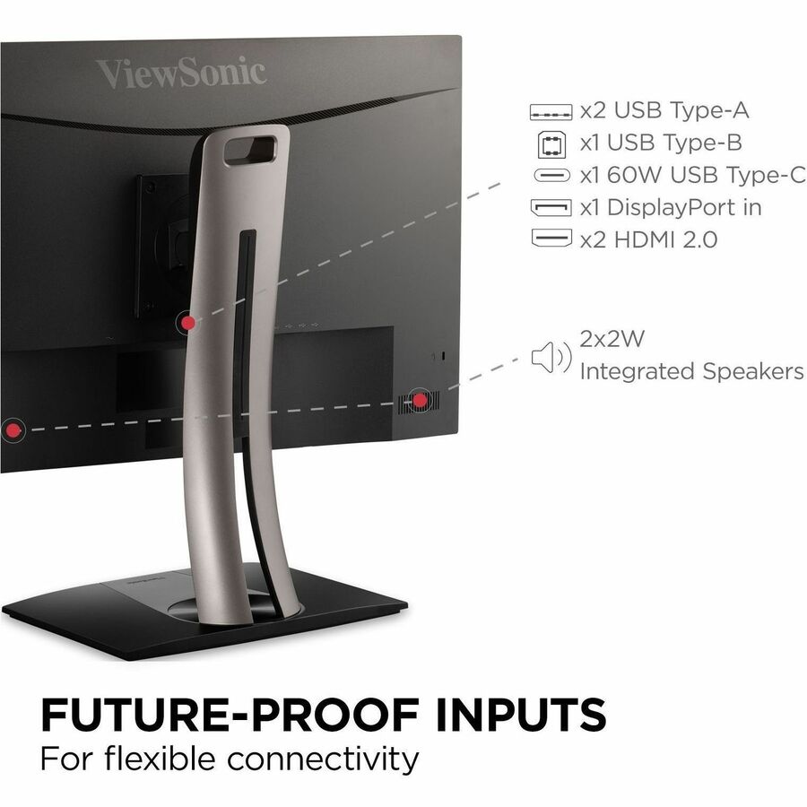 ViewSonic VP275-4K 27 Inch IPS 4K UHD Monitor Designed for Surface, Advanced Ergonomics, 100% sRGB, 60W USB C, HDMI and DisplayPort VP275-4K