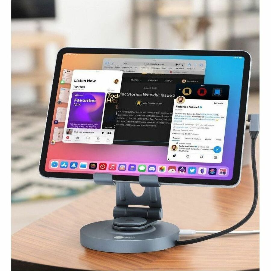 SIIG USB-C Multitask Hub Stand Holder fits under 13" Tablets/Phones - 4K60Hz- PD100W CE-MTDK31-S2