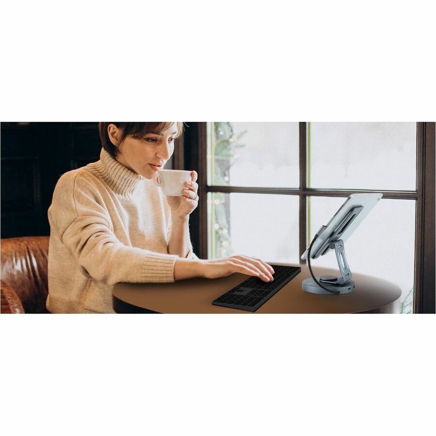 SIIG USB-C Multitask Hub Stand Holder fits under 13" Tablets/Phones - 4K60Hz- PD100W CE-MTDK31-S2