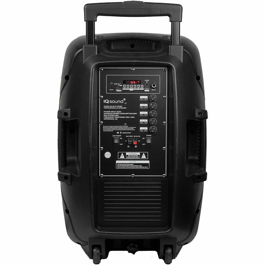 IQ Sound IQ-5715DJBT Portable Bluetooth Speaker System - Black IQ-5715DJBT