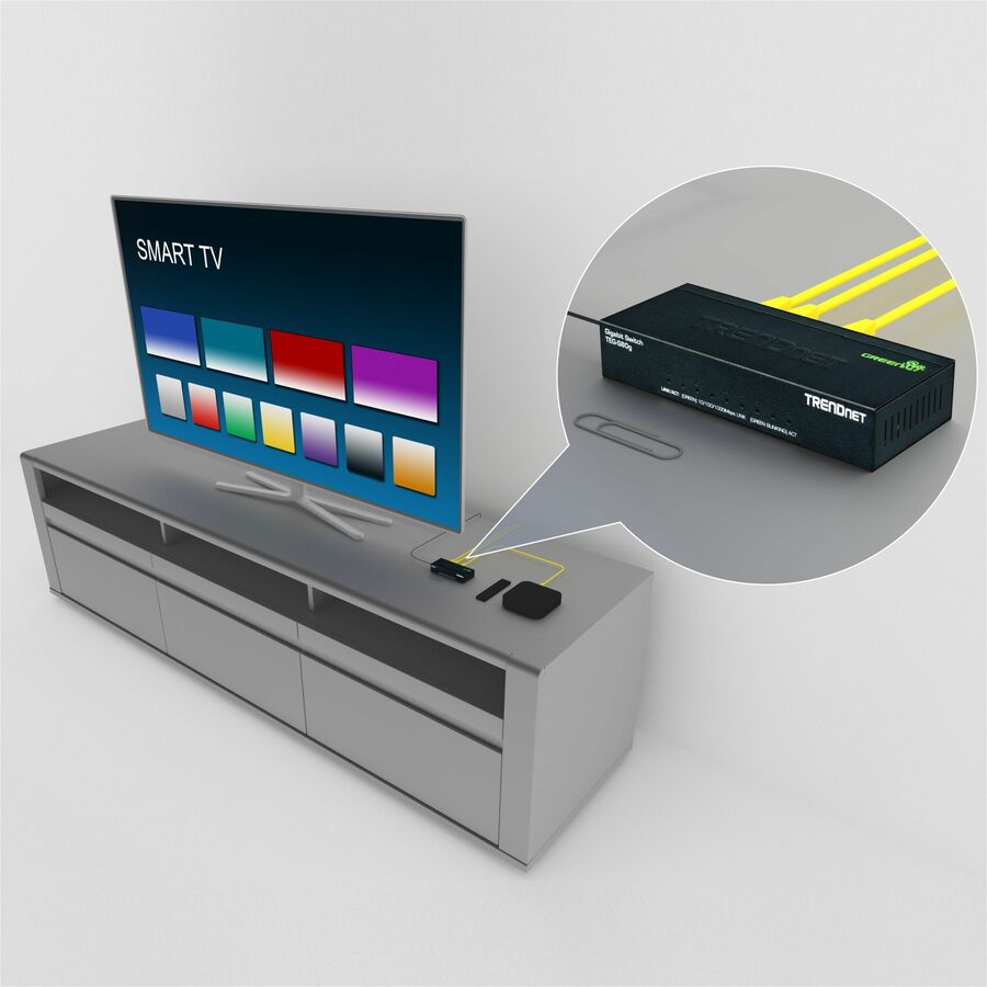 TRENDnet 8-Port Mini Gigabit Switch, TEG-S80g, GREENnet Technology, NDAA + TAA Compliant, Desktop Metal Ethernet Network Switch, 8 x Gigabit Ports, Fanless, Lifetime Protection, Black TEG-S80G