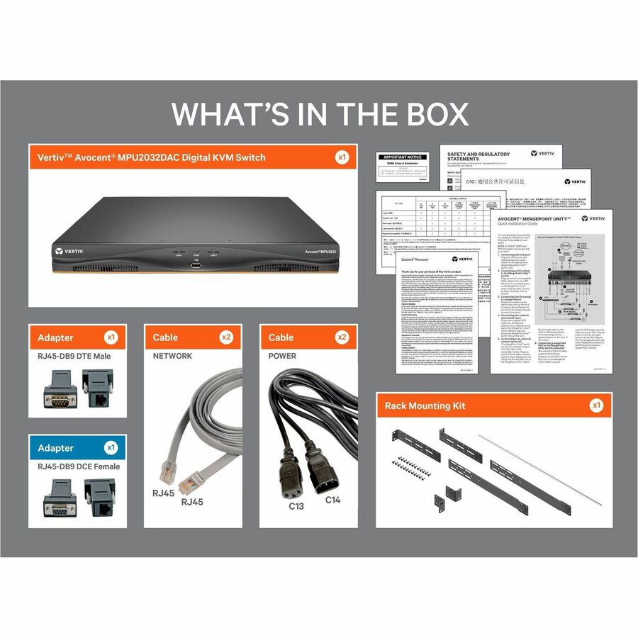 Vertiv Avocent MPU KVM Switch | 32 port | 2 Digital Path | Dual AC Power TAA MPU2032DAC-400