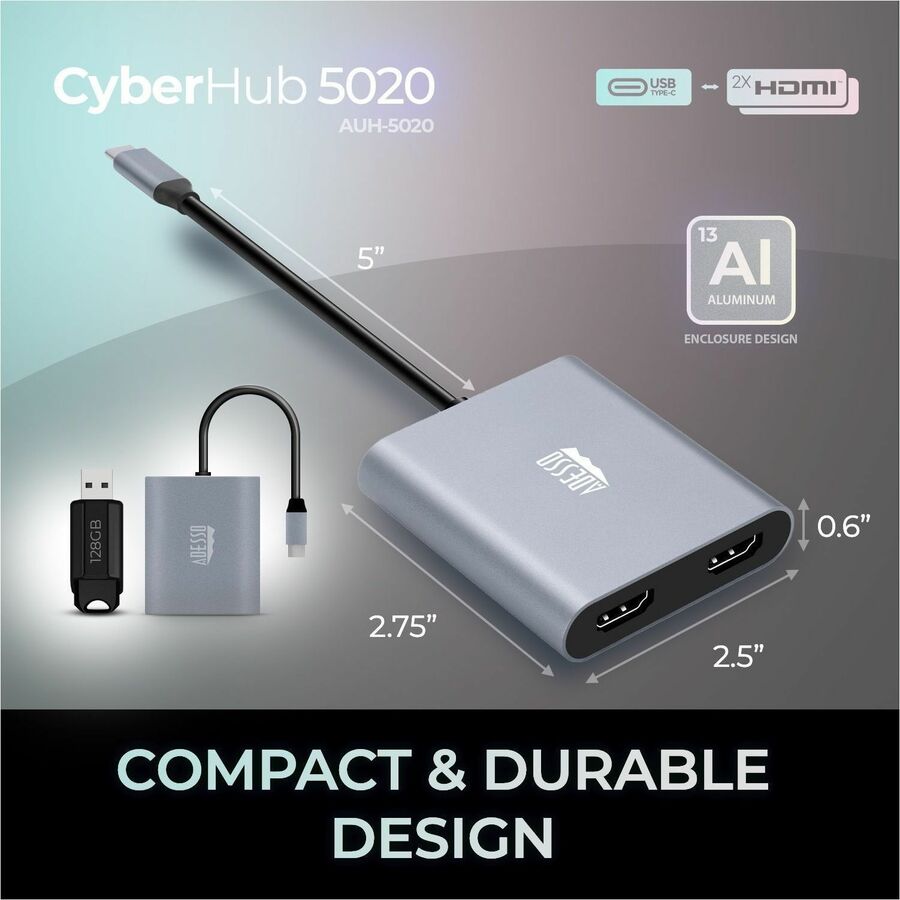 Adesso USB-C to Dual HDMI Adapter AUH-5020