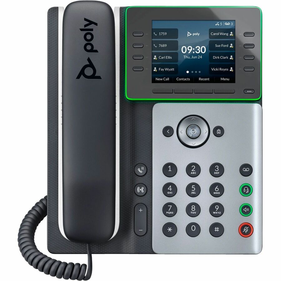 Poly Edge E350 IP Phone - Corded - Corded/Cordless - Wi-Fi, Bluetooth - Desktop, Wall Mountable - Black 82M89AA