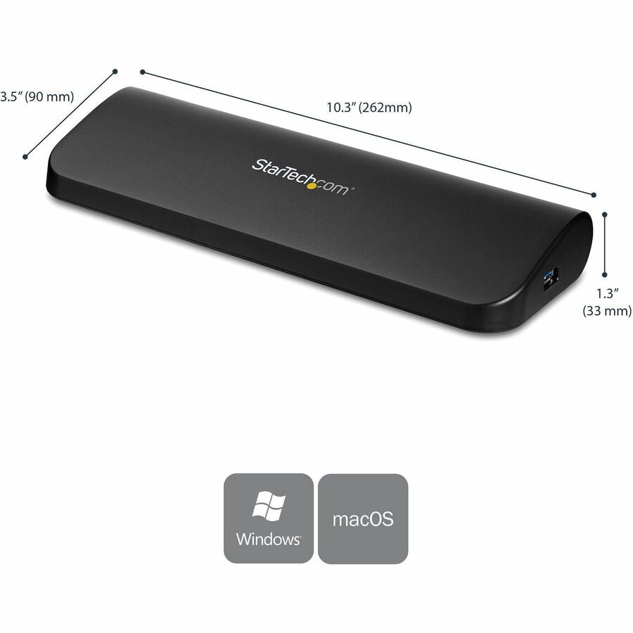 StarTech.com USB 3.0 Docking Station - Compatible with Windows / macOS - Supports Dual Displays - HDMI and DVI - DVI to VGA Adapter Included - USB3SDOCKHD USB3SDOCKHDV