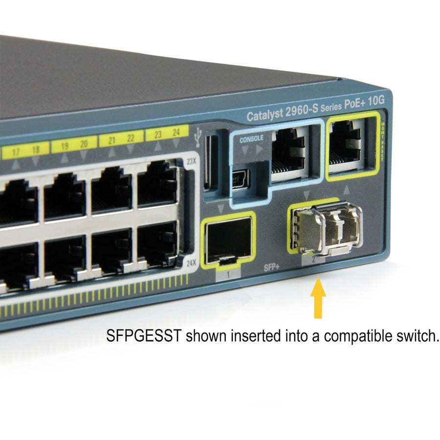 StarTech.com Cisco SFP-GE-S Compatible SFP Module - 1000BASE-SX - 1GE Gigabit Ethernet SFP 1GbE Multimode Fiber MMF Optic Transceiver SFPGESST