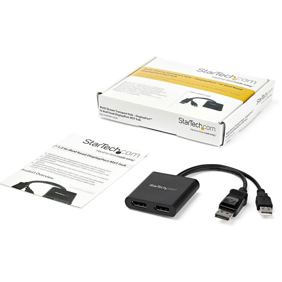 StarTech.com Dual-Monitor DisplayPort 1.2 Splitter, DisplayPort to 2x DP Multi-Monitor Adapter, Dual 4K 30Hz Computer MST Hub, Windows MSTDP122DP