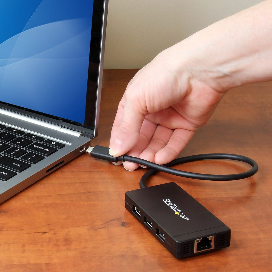 StarTech.com USB-C to Ethernet Adapter &acirc;&euro;" Gigabit &acirc;&euro;" 3 Port USB C to USB Hub and Power Adapter &acirc;&euro;" Thunderbolt 3 Compatible HB30C3A1GE