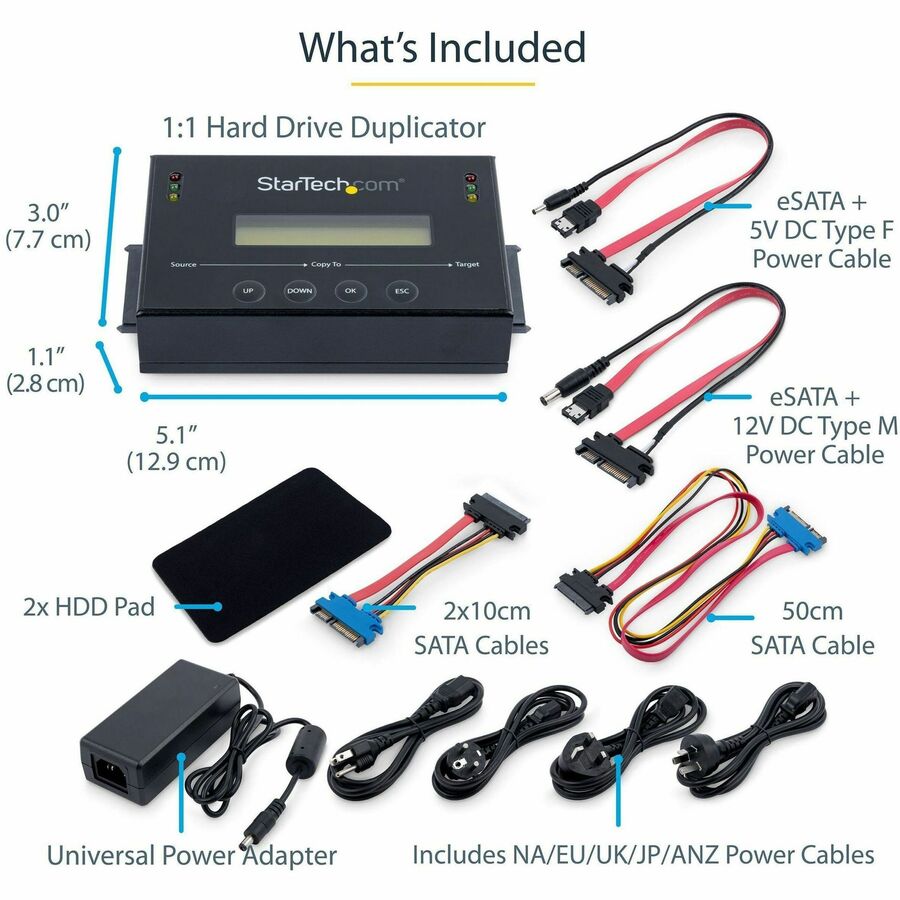 StarTech.com 1:1 Standalone Hard Drive Duplicator with Disk Image Library Manager for Backup & Restore, HDD/SSD Cloner SATDUP11IMG