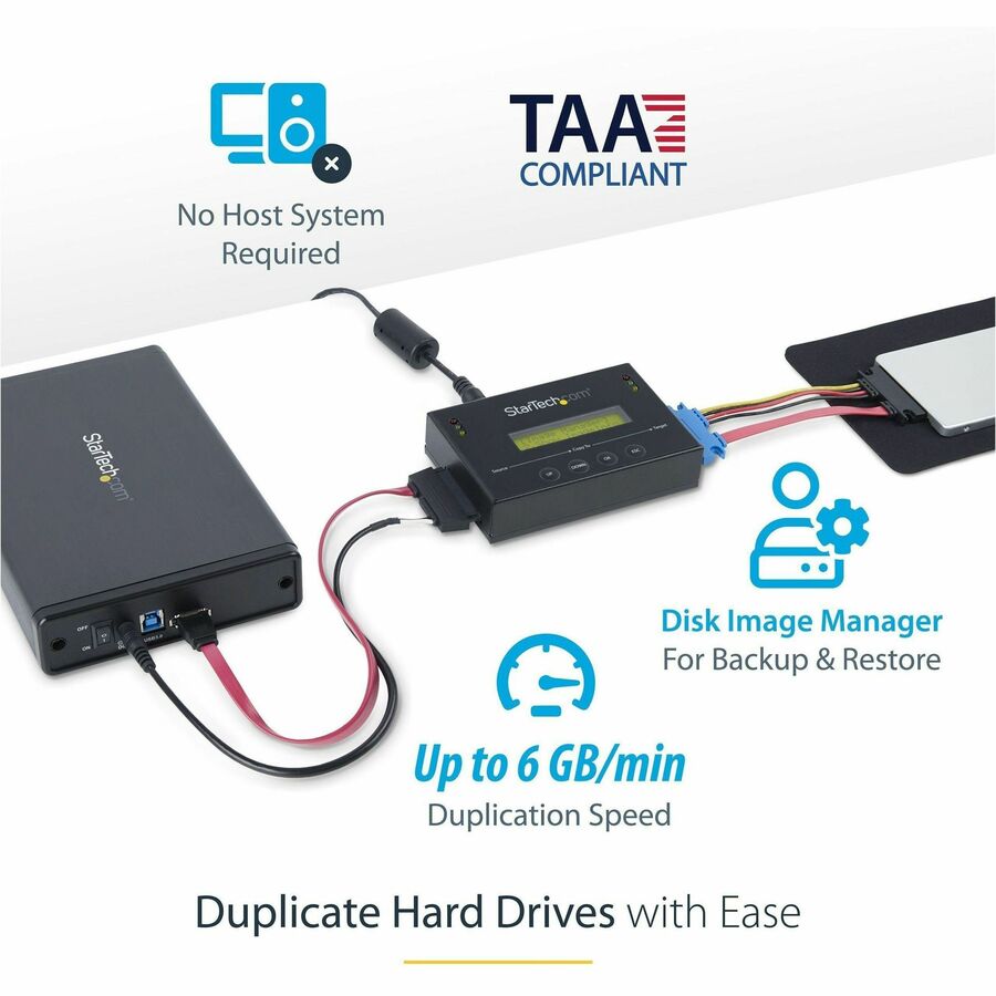 StarTech.com 1:1 Standalone Hard Drive Duplicator with Disk Image Library Manager for Backup & Restore, HDD/SSD Cloner SATDUP11IMG