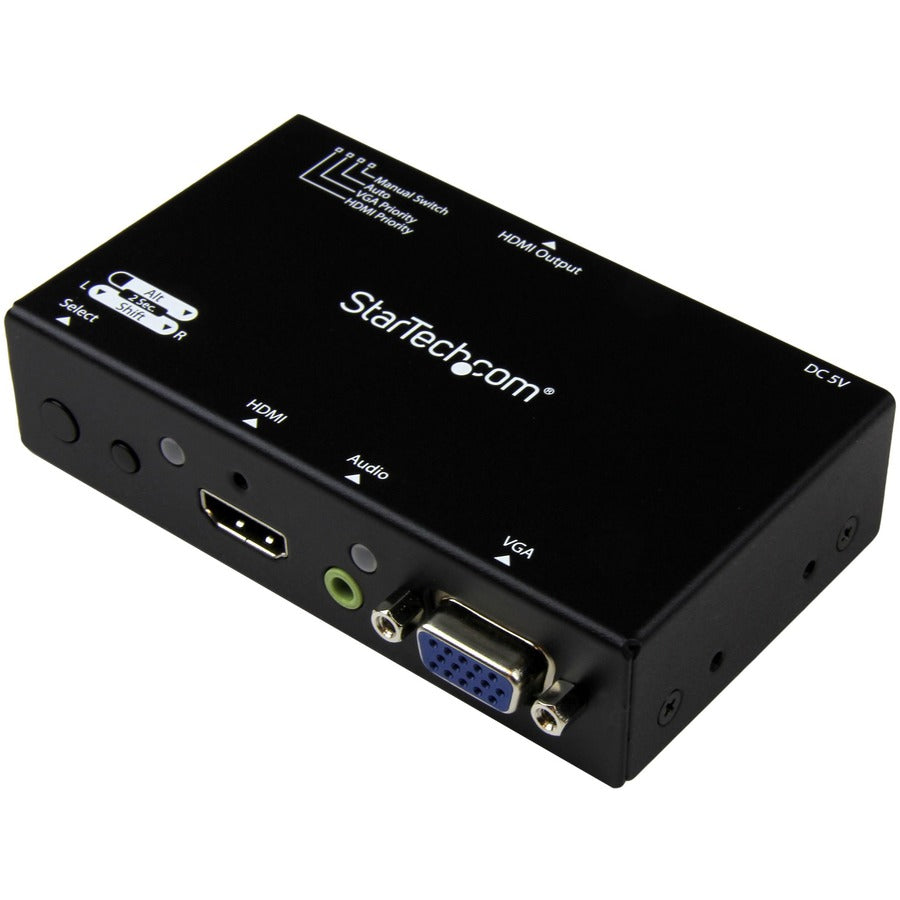StarTech.com 2x1 HDMI + VGA to HDMI Converter Switch w/ Automatic and Priority Switching &acirc;&euro;" 1080p VS221VGA2HD