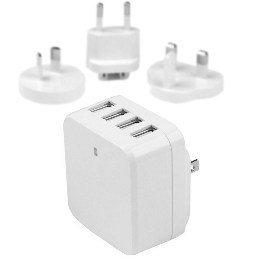 StarTech.com Travel USB Wall Charger &acirc;&euro;" 4 Port &acirc;&euro;" White &acirc;&euro;" Universal Travel Adapter &acirc;&euro;" International Power Adapter &acirc;&euro;" USB Charger USB4PACWH