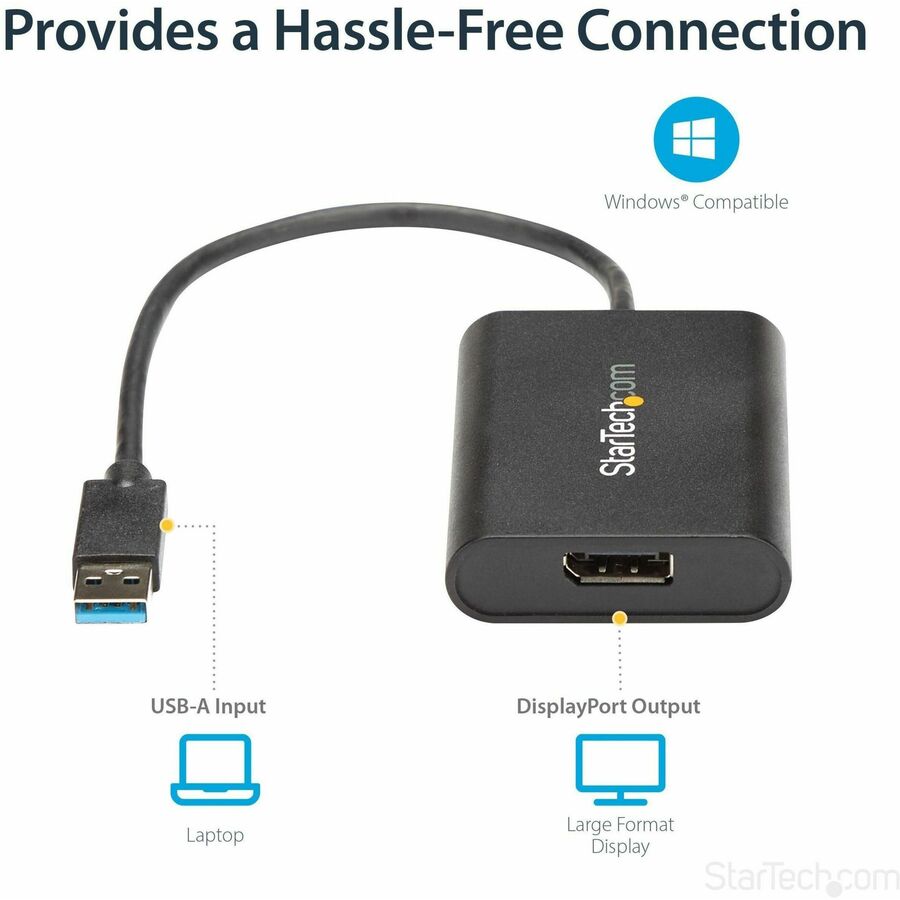 StarTech.com USB to DisplayPort Adapter - USB to DP 4K Video Adapter - USB 3.0 - 4K 30Hz USB32DPES2