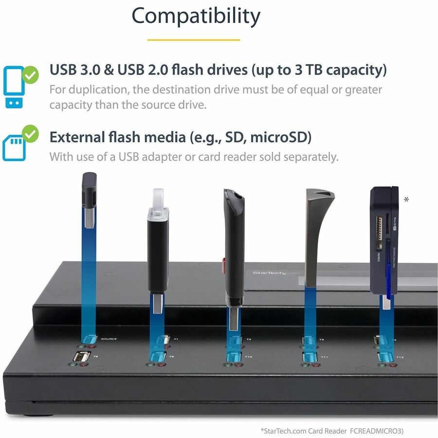 StarTech.com Standalone 1 to 15 USB Thumb Drive Duplicator/Eraser, Multiple USB Flash Drive Copier/Cloner, Sector-by-Sector Copy, Sanitizer USBDUPE115